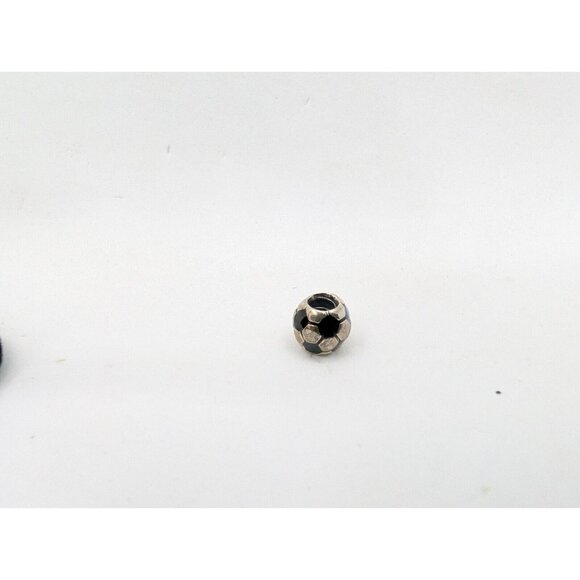 Pandora Charm Sterling Silver Black Enamel Soccer Ball Bead  Marked ALE S925 - Picture 4 of 8